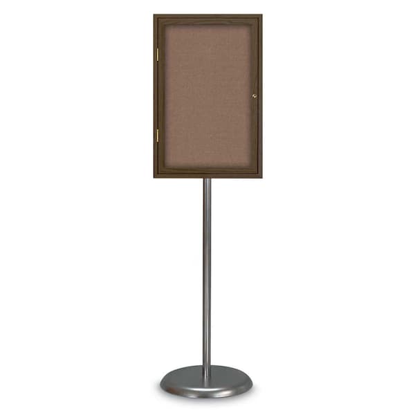 United Visual Products Corkboard, Double Door, Radius Frame, 48x36", Bronze/Buff UV7003-BRONZE-BUFF - main